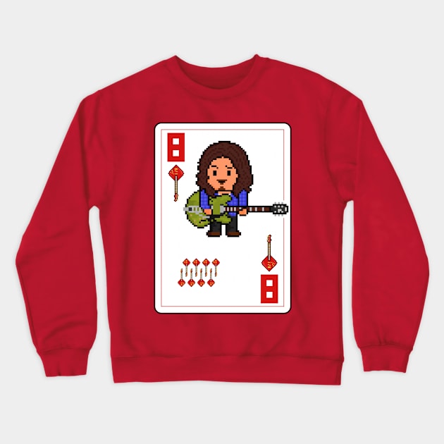 Pixelrockstars Eight of Diamonds Playing Card Crewneck Sweatshirt by gkillerb